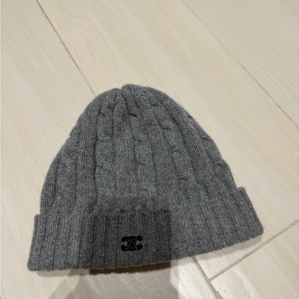 Celine Charcoal Cable Knit Beanie